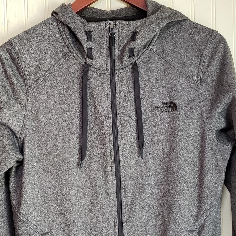 The North Face Hoodie Womens Medium Gray Soft Fleece Full Zip Pockets Logo‎